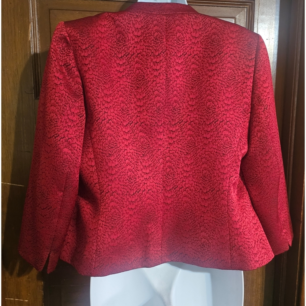 Kasper Tailored Red/ Black Patterned Mandarin Col… - image 7